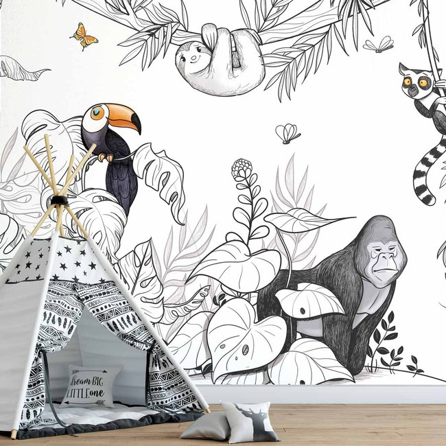 Papier peint panoramique Jungle, Couleurs 225 x 250cm Couleur couleurs <span itemprop=