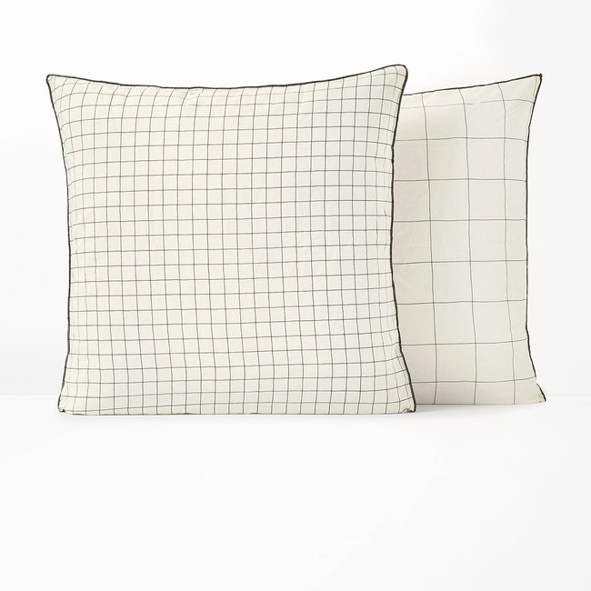 Basile Graphic 100% Washed Cotton Pillowcase check print LA REDOUTE INTERIEURS