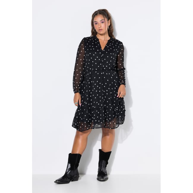 Robe en mousseline à pois noir <span itemprop=
