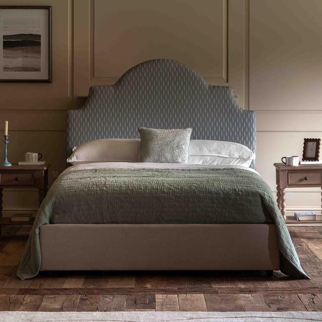Wilson Sculpted Headboard Ottoman Storage Bed, foliage print/blue, ÉDITÉ