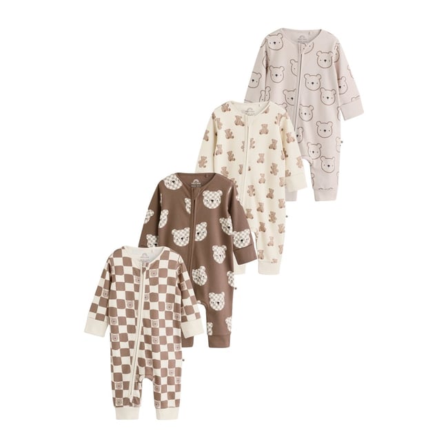 Dors-bien à zip double sens bébé, lot de 4 marron <span itemprop=