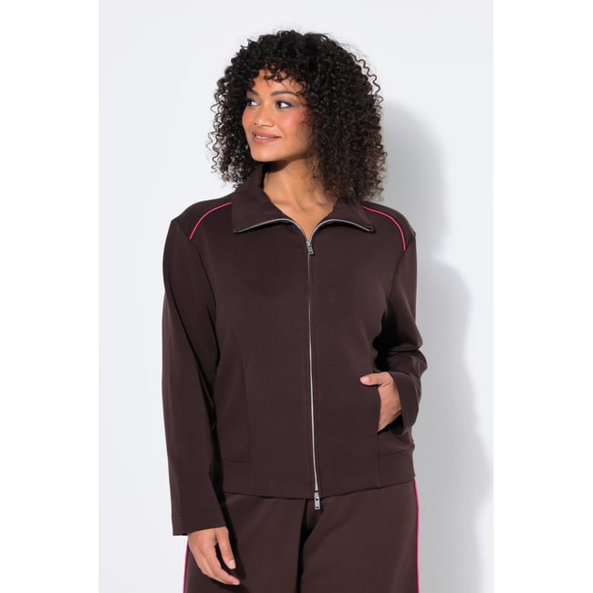 Veste en molleton, coupe Boxy Fit acajou <span itemprop=