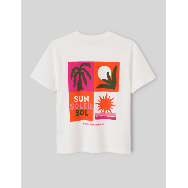 T-shirt imprimé devant/ dos blanc écru <span itemprop=