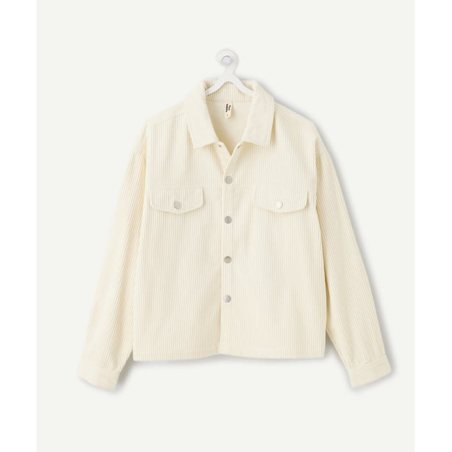 Chemise en velours côtelé ecru <span itemprop=