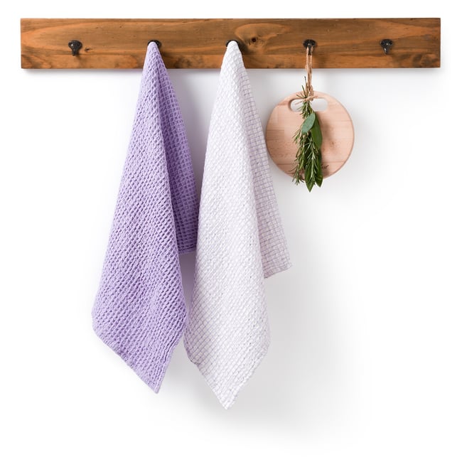 Lot De 6 Torchons 100% Coton Gaufré Piqué Rose - Serviettes Absorbantes Cuisine
