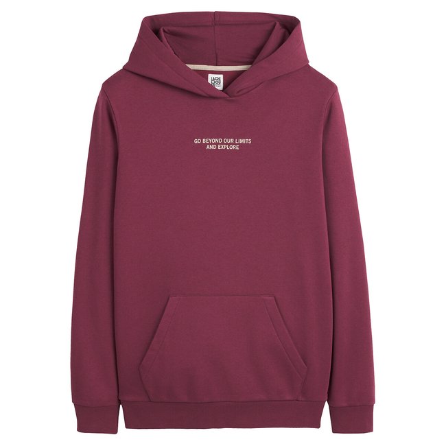 Sweat à capuche et à message bordeaux <span itemprop=