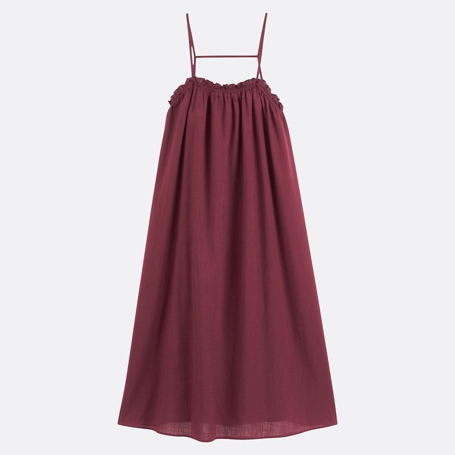 Длинное расклешенное платье на тонких бретелях красный/ бордовый LA REDOUTE COLLECTIONS