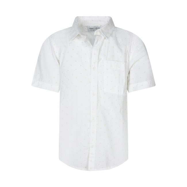 Chemise en coton blanche à motifs géométriques et coupe ajustée blanche <span itemprop=
