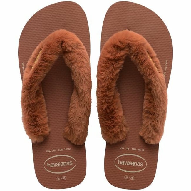 Tongs Top Fluffy III marron <span itemprop=