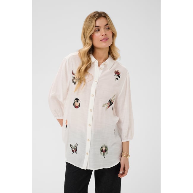 Chemise à manches longues blanc snow white <span itemprop=