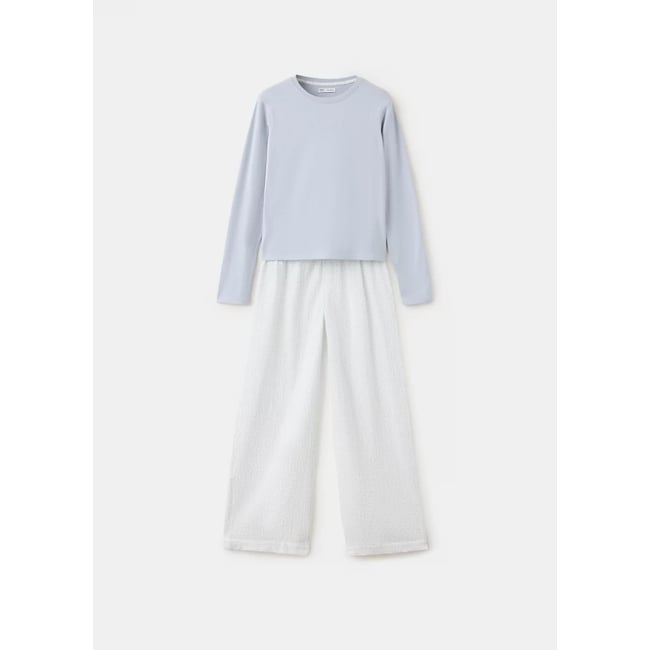 Pyjama complet imprimé à fleurs vert d´eau <span itemprop=