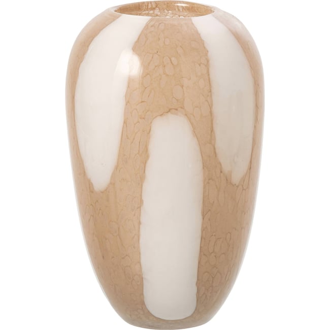 Vase à pois en verre soufflé Couleur beige clair et blanc <span itemprop=