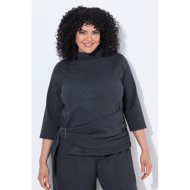 T-shirt avec boucle fantaisie chiné anthracite <span itemprop=