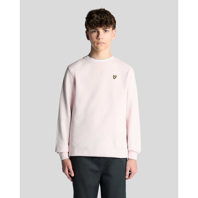 Sweat-shirt col rond en coton rose clair <span itemprop=