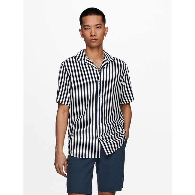 Kurzärmeliges Hemd Wayne, Viskose mit Streifenmuster blau gestreift ONLY & SONS