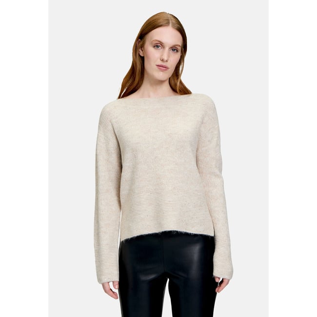 Pull-over en maille à teneur en fil fantaisie light beige melange <span itemprop=