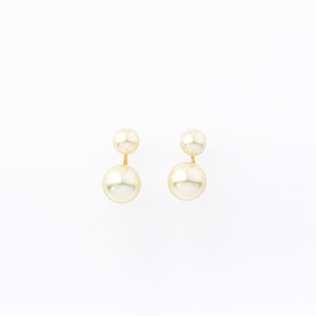 Boucles d'oreilles 2 perles blanc <span itemprop=