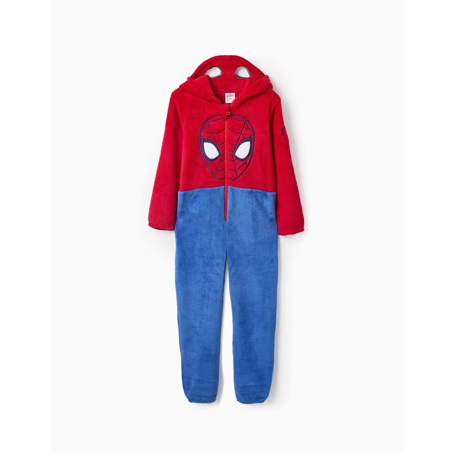 Surpyjama en Polaire avec Capuche rouge <span itemprop=
