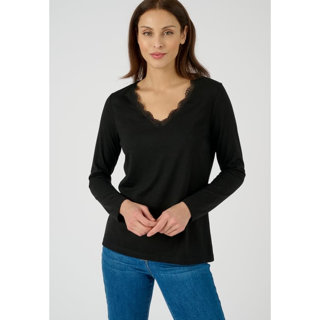 T-shirt Thermol'love dentelle noir <span itemprop=