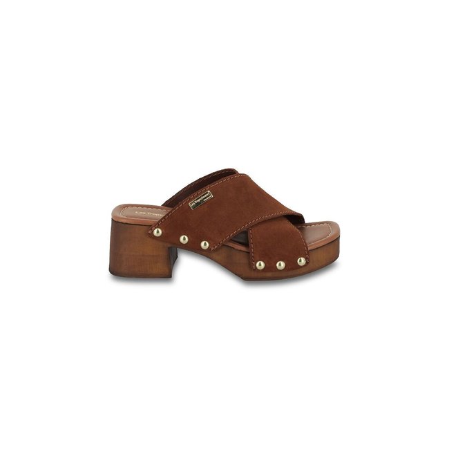 Mules con tacón de ante Pipa coñac <span itemprop=