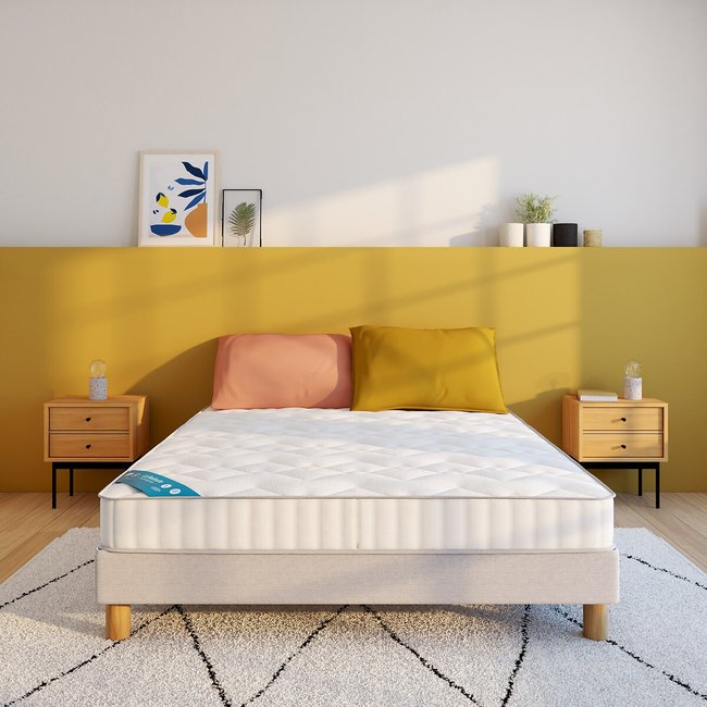 Matelas mousse HD et mémoire de forme 20cm Couleur blanc <span itemprop=