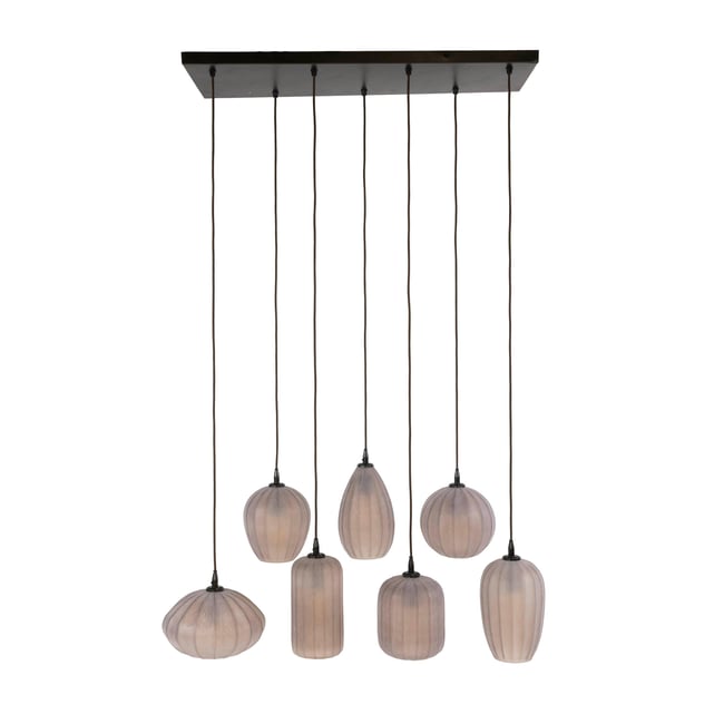 Suspension salle à manger verre brun dépoli 7 lampes NOVA Couleur marron <span itemprop=