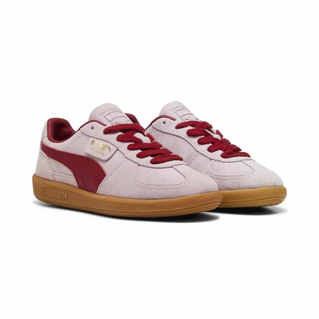 Baskets cuir Palermo rose/rouge <span itemprop=