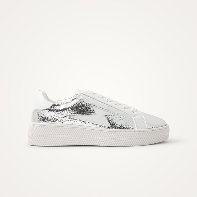 Baskets éclair à lacets JANE Emblem argent <span itemprop=