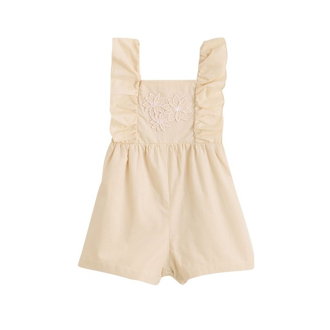 Barboteuse bébé en popeline Poésie d'été vanille <span itemprop=