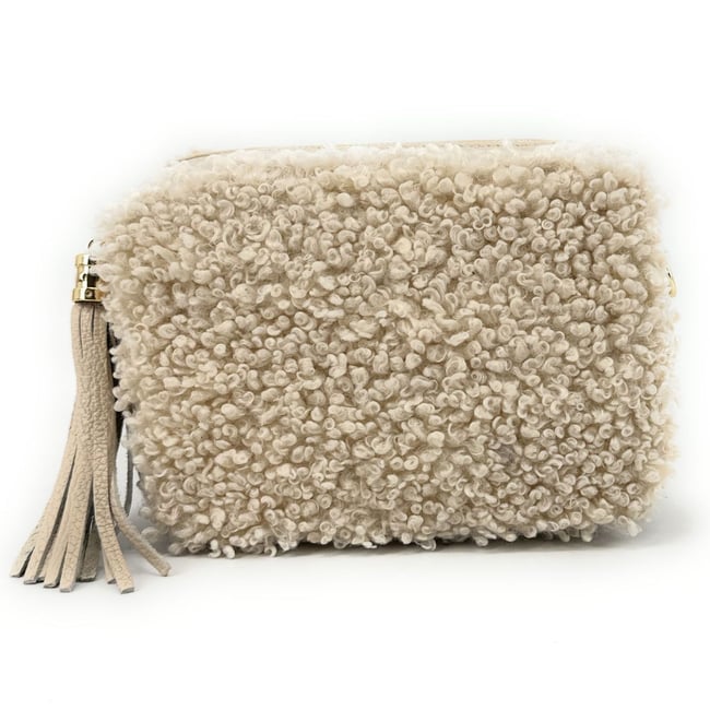 Sac Pochette Bandoulière En Cuir Et Poils De Poulain - Marron Beige, Neuf Sans étiquette