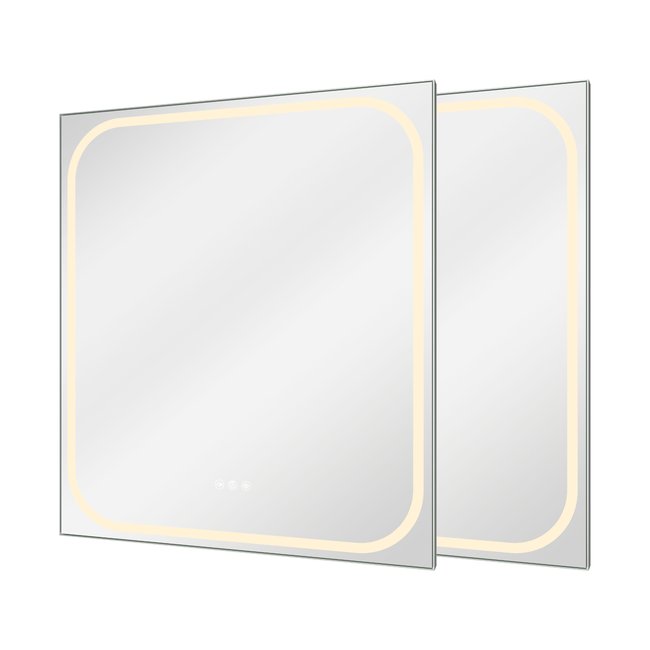 Lot de 2 miroirs lumineux LED anti-buée, REMIX Couleur transparent <span itemprop=