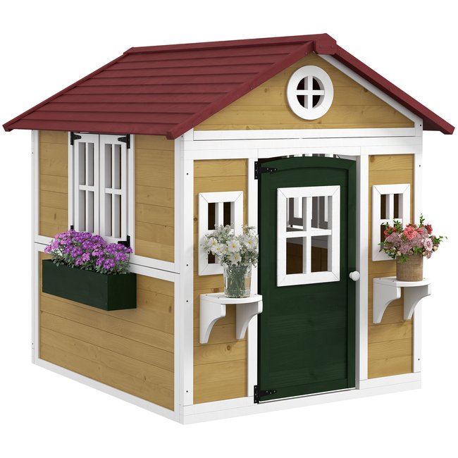 Maisonnette pour enfants Bois massif Beige beige <span itemprop=