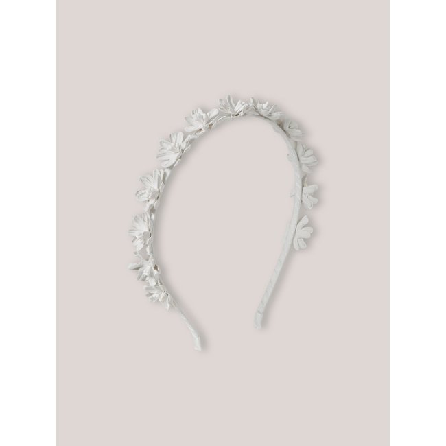 Serre-tête fleurs ecru <span itemprop=