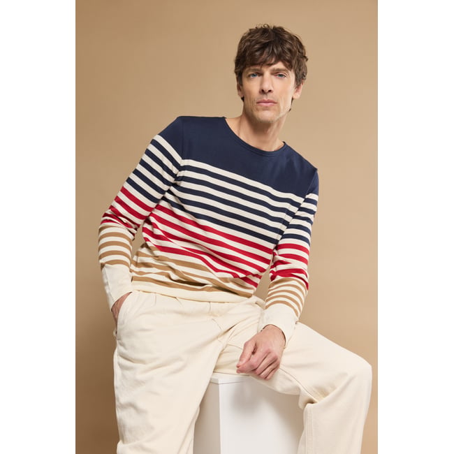 Marinière Fête des Pères - coton rustique marine deep/nature/piment/ <span itemprop=