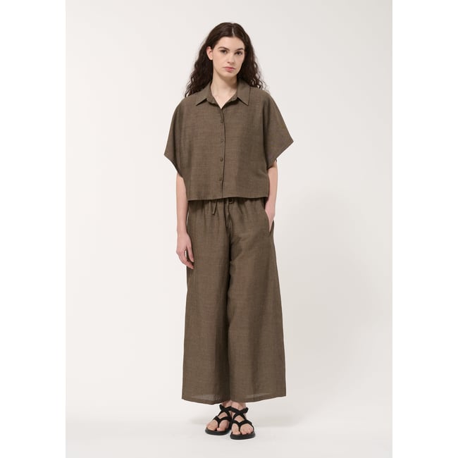 Chemise loose moka <span itemprop=
