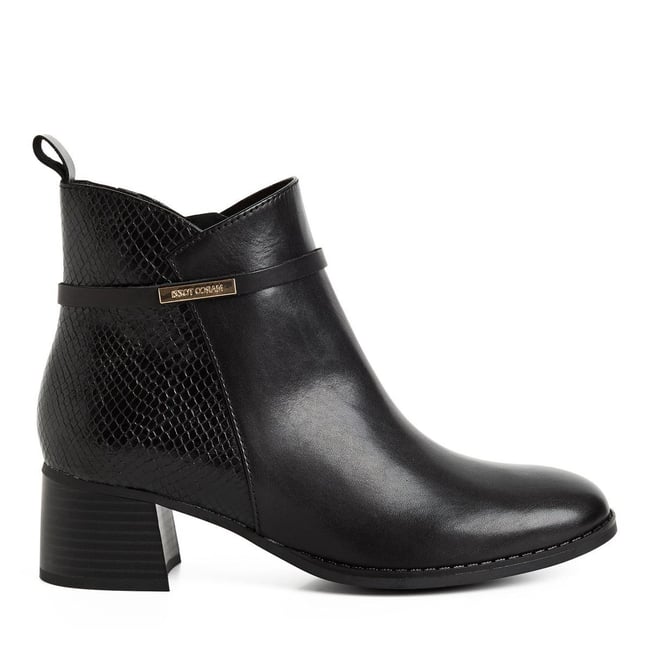 Bottine talon bloc noir combiné <span itemprop=
