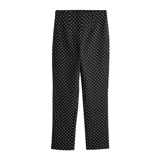 Legging capri stretch noir/pois blancs <span itemprop=