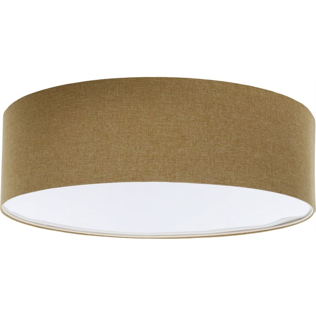 Plafonnier rond en tissu effet structuré Boho Elegant Couleur marron beige tissu structuré élégant <span itemprop=