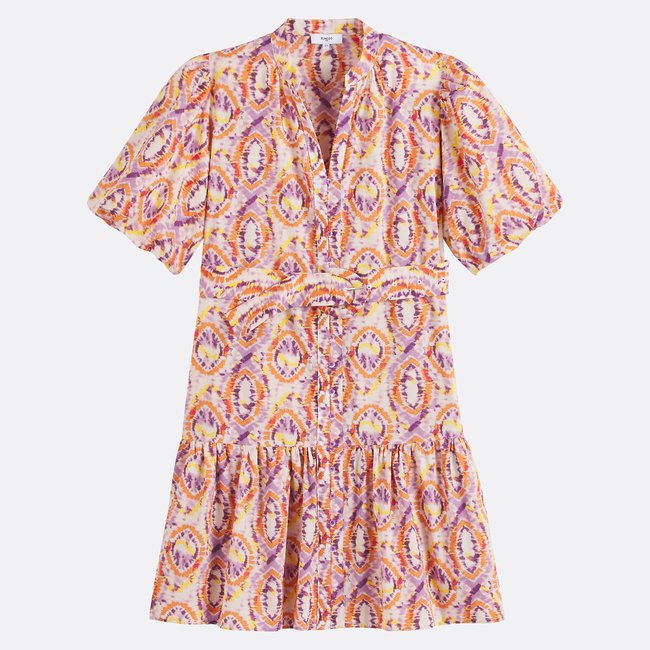 Robe courte imprimée, manches courtes, CERRONE corail <span itemprop=