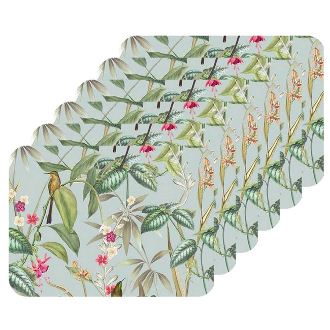 Lot de 6 sets de table motifs tropical BARBARA multicolore <span itemprop=