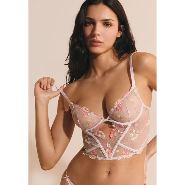 Soutien-gorge bustier en broderie PETUNIA multicolore <span itemprop=