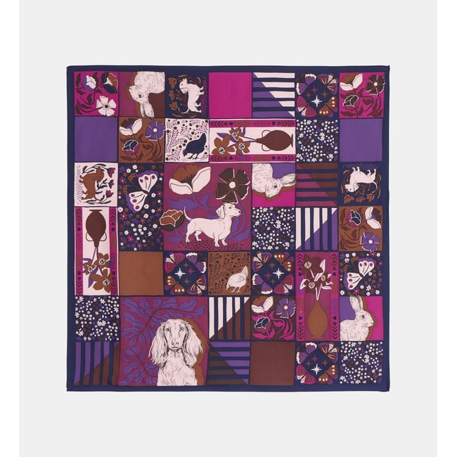 Carré de soie loreta à motifs fleurs et animaux - GALERIES LAFAYETTE