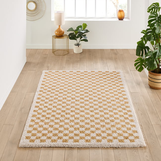 Dywan Eras Checkerboard żółty LA REDOUTE INTERIORS