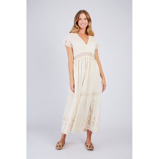 Robe longue en dentelle CHRISTA ecru <span itemprop=