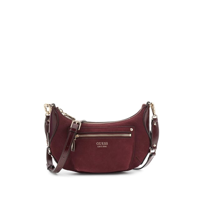 Mini Sac Bandoulière Marsha En Cuir Véritable bordeaux <span itemprop=