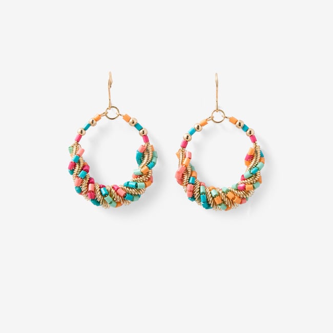 Boucles d'oreilles pendantes perles multicolores multicolore <span itemprop=