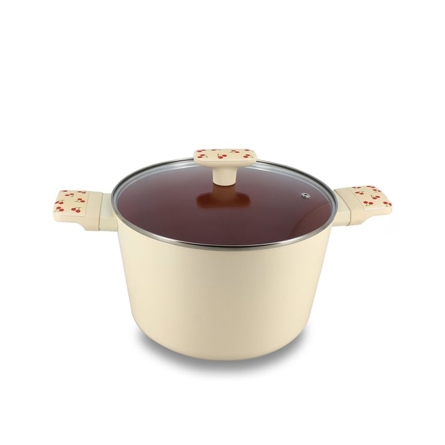 Faitout 24cm en aluminium, CERISE beige-rouge <span itemprop=