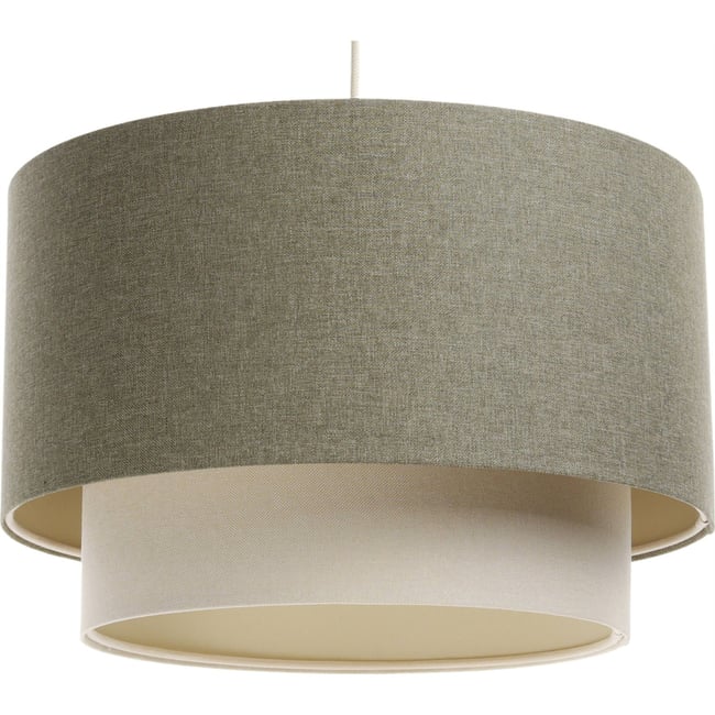 Suspension en tissu rond Boho Elegant Couleur beige crème avec dessous ivoire <span itemprop=