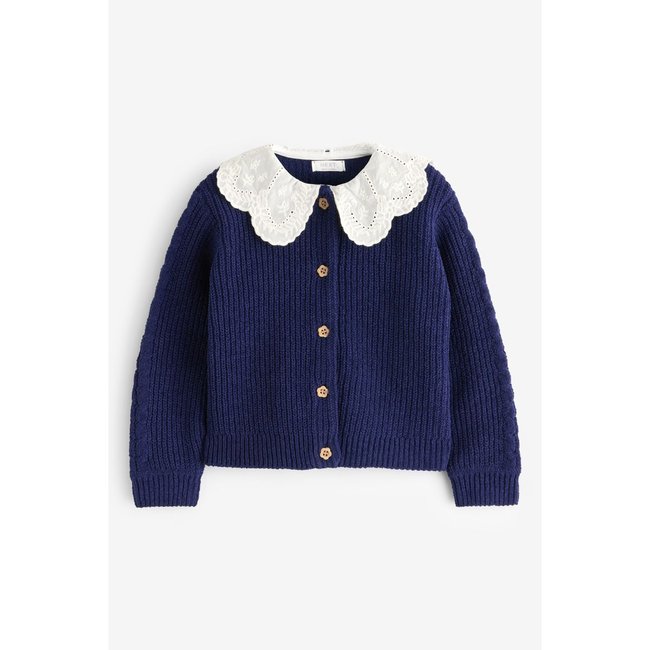 Cardigan à col bleu marine <span itemprop=