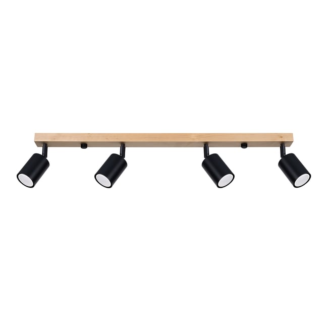 Plafonnier Acier Bois/Noir GU10 4 Verdo Couleur marron <span itemprop=